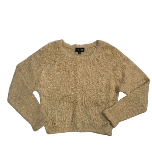 Truth By Republic Damen Gr. S Kunstfell Wimpern Fuzzy Cropped Pullover Beige - Bild 1 von 7