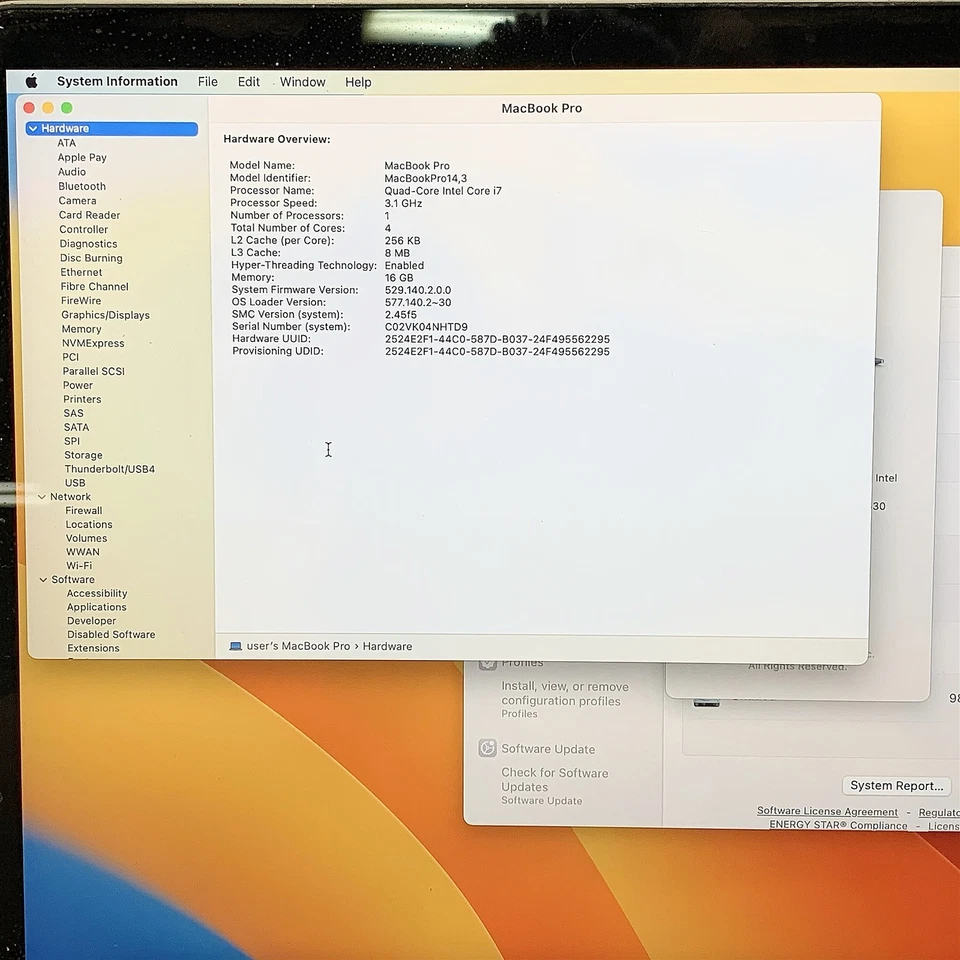 Apple MacBook Pro A1707 i7 7920HQ 3.1GHZ 15" 16GB 1TB OSX Ventura *BAD BATTERY - Image 2 of 4