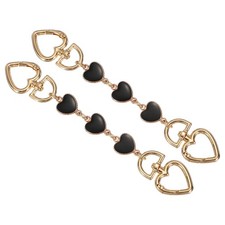 2Pcs Purse Strap Extender, Metal Bag Replacement Strap, Black Rhinestone Heart