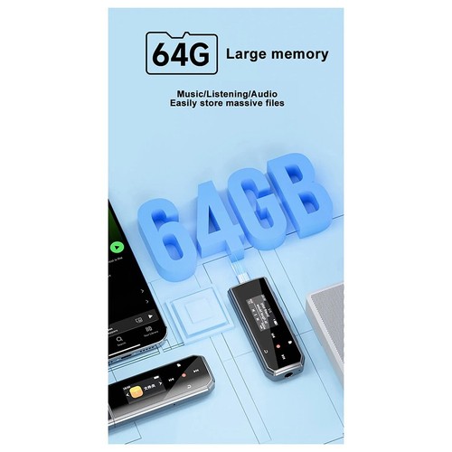 X80 USB MP3 Player 64GB Key Bluetooth 5.3 Sports Clip Music Player3093 - Foto 9 di 10