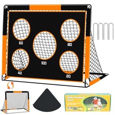 2-in-1 Football Goal for Kids Portable Training Net with 5 Target Ranges Foldabl