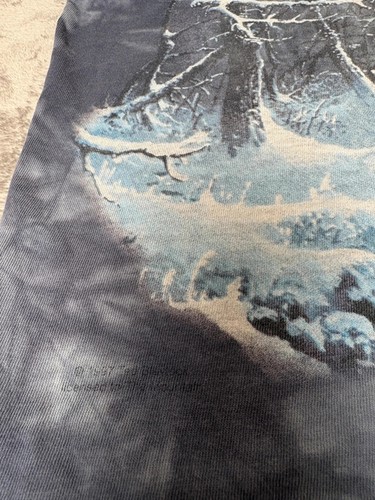 Vintage Winter Landscape Tie-Dye Tee (L) Single Stitch Native Camp Scene 90s Art - Picture 4 of 8