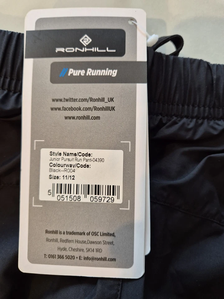 Ronhill Junior Pursuit Running Pant Black Trousers 11-12 Years  - Image 4 of 4