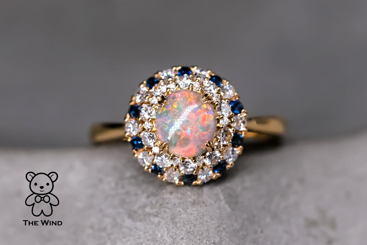 Opal and shop sapphire wedding rings