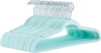 Amazon Basics KleiderbüGel AnzüGe, Schmal,Rutschfest, 50 StüCk, MinzgrüN, Silber