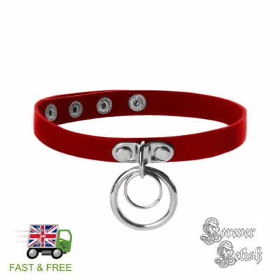 Red 2 Ring Collar Choker Necklace Sub Slave Submissive Bondage Daddys Girl  | eBay.de