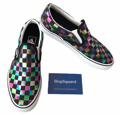 iridescent checkered vans womens