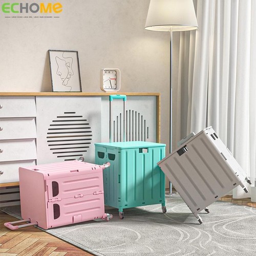 Portable Folding Shopping Cart Storage Box Grocery Picnic Shopping Cart Trolley - Picture 4 of 33