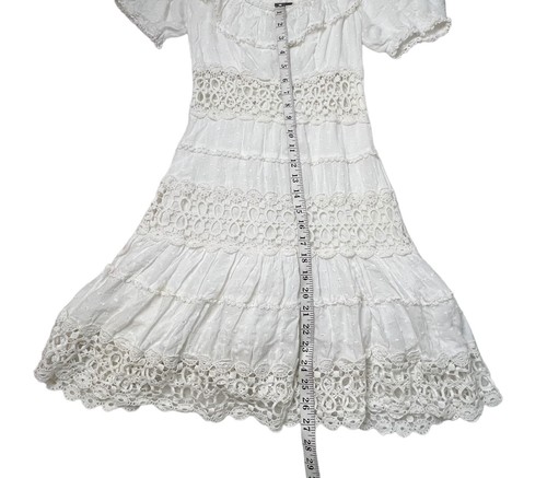Free People White Dress Cruel Intentions Summer Mini Size 4 READ Knee Crochet - Picture 9 of 11