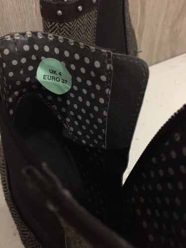 Damas Stiletto Botas al Tobillo Marrón Tweed Reino Unido 4 Euros 37 Tacones Altos Killah - Imagen 5 de 9
