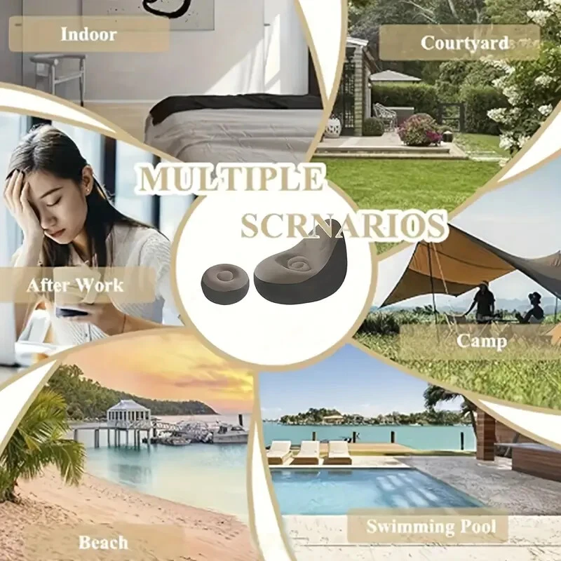 Silla inflable de felpa - Plegable con reposapiés, marco de PVC, ideal para playa Foto 4 de 4