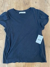 NEW w/Tag Free People Women Black Short Tulip Latte Sleeve top blouse Small