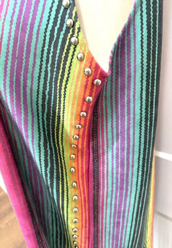 Crazy Train Rainbow Duster Vest Pride Hippie Studded Fringe Faux Suede VIDEO - Picture 19 of 24