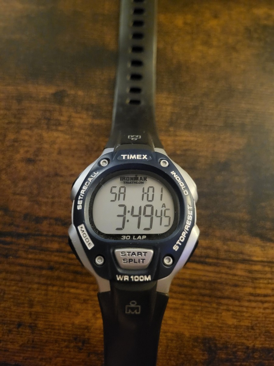 Timex Ironman Flix Triathlon Watch Men 34mm Silver Tone Indiglo