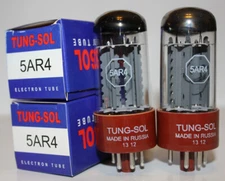 Matched Pair Tung Sol 5AR4 rectifier tubes, Brand New in Box !