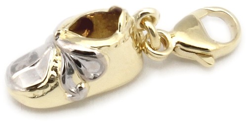 Charm Einhänger Babyschuh Gold 333 Anhänger Schuh Gelbgold bicolor 8 karat - Bild 2 von 3