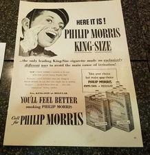 1953 Philip Morris Cigarettes Original Magazine Ad "You'll feel better"