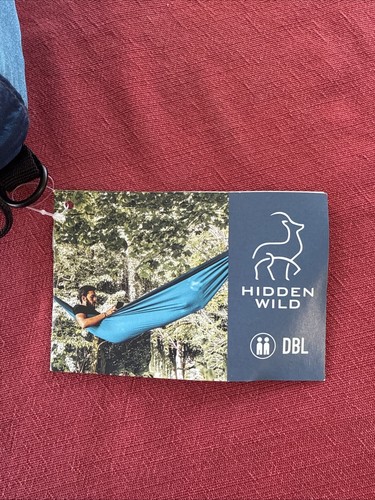 Hidden Wild Nylon Double Travel Hammock w/ Storage Bag - Blue - New - Picture 4 of 5