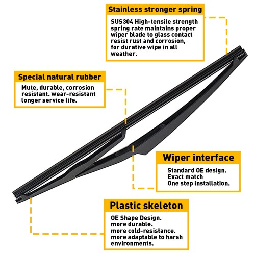 Rear Wiper Arm & Blade Kit For 2008-2013 Nissan ROGUE 2011-2016 JUKE NEW USA - Picture 6 of 12