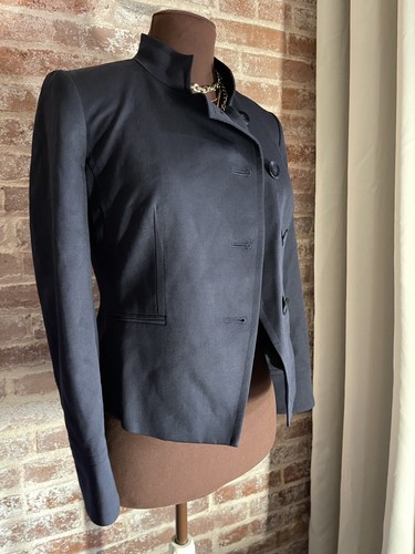 New! Talbots Petites Blazer Jacket Dark Navy Blue Wool Blend Long Sleeve Button - Picture 5 of 7