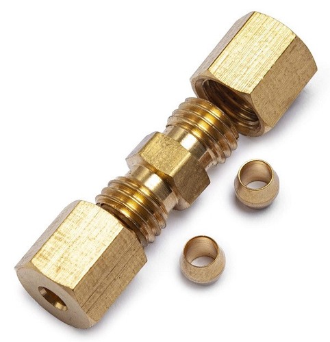 (10 Pack) 3/16" OD Tube x 3/16" OD Tube Brass Compression Union - Picture 2 of 3