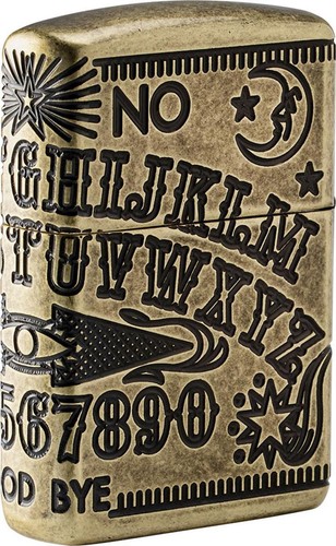 Zippo Accendino Ouija Lavagna Ottone Antico Armatura Case 8 Lati Tiefengraviert - Foto 2 di 4