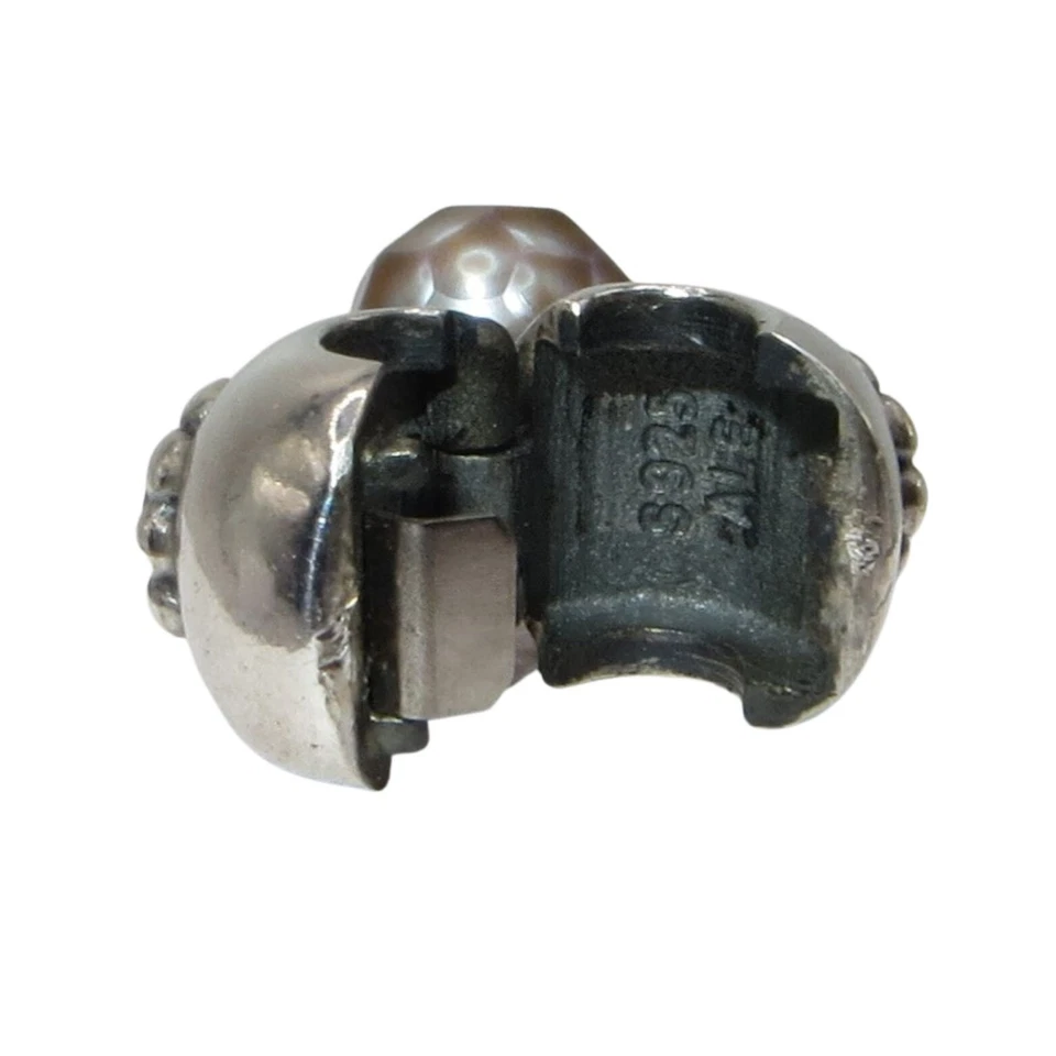 Pandora rara! Berloque clipe cinza pérola da sabedoria preto CZ e SS .925 790873PSG - Imagem 4 de 4