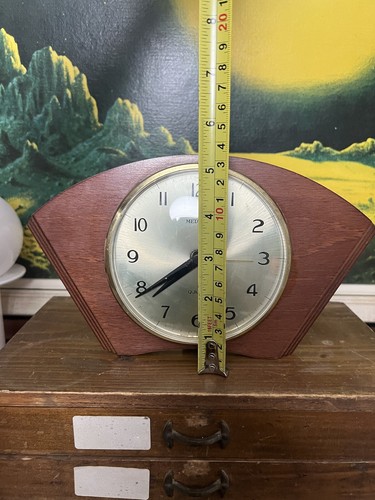 Vintage METAMEC Mantle Clock Teak Quartz VINTAGE 70's FULLY WORKING Mid Century - Foto 7 di 8