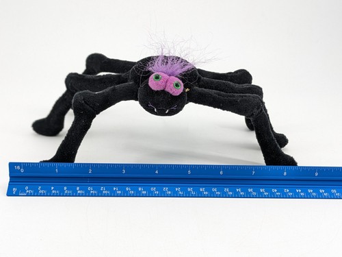 Gund Creepy Crawler Bendables Plush Black Spider Halloween | Purple Hair & Eyes - Picture 7 of 8