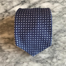 BROOKS BROTHERS Makers 100 Italian Silk Blue Geo. Print Jacquard Tie 3.25" J123
