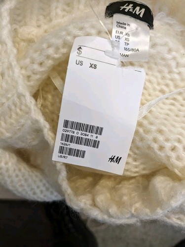 H&M, Women's, Mohair Blend, White, Cardigan, Size XS, New with tags - Picture 3 of 3
