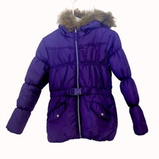 Rothschild Girls Size L 14 Purple Faux Fur Hooded Puffer Coat Jacket