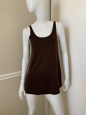 ONLY HEARTS by HELENA STUART Dark Sable Brown Rayon Stretch Tank Top Sz L NWOT!