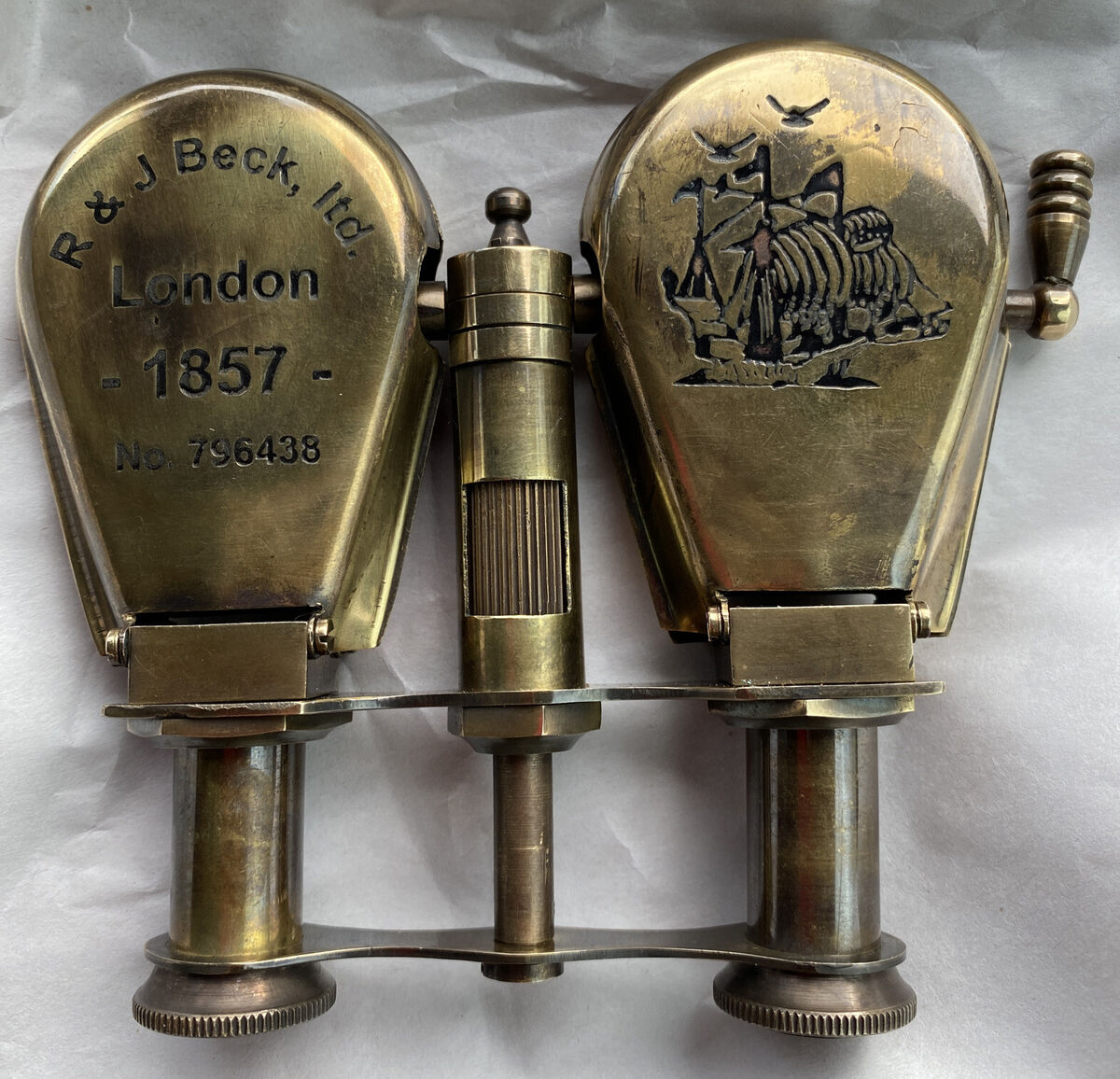 【メール便送料無料対応可】 Beck J & R Brass Vintage Ltd. No Binocular Shell 1857 London 工芸品