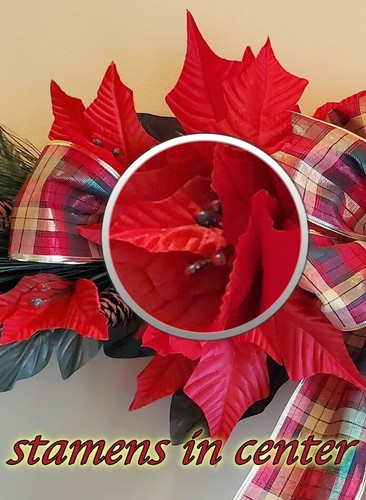 BEAUTIFUL GIANT CHRISTMAS SWAG w/ POINSETTIAS & PINECONES HANGING SEASONAL DECOR - 第 3/5 張圖片