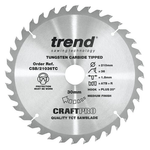 Trend Tools CSB/21036TC Trend Wood Cordless Atbr Circular Saw Blade 210Mm X 30Mm - Picture 2 of 10