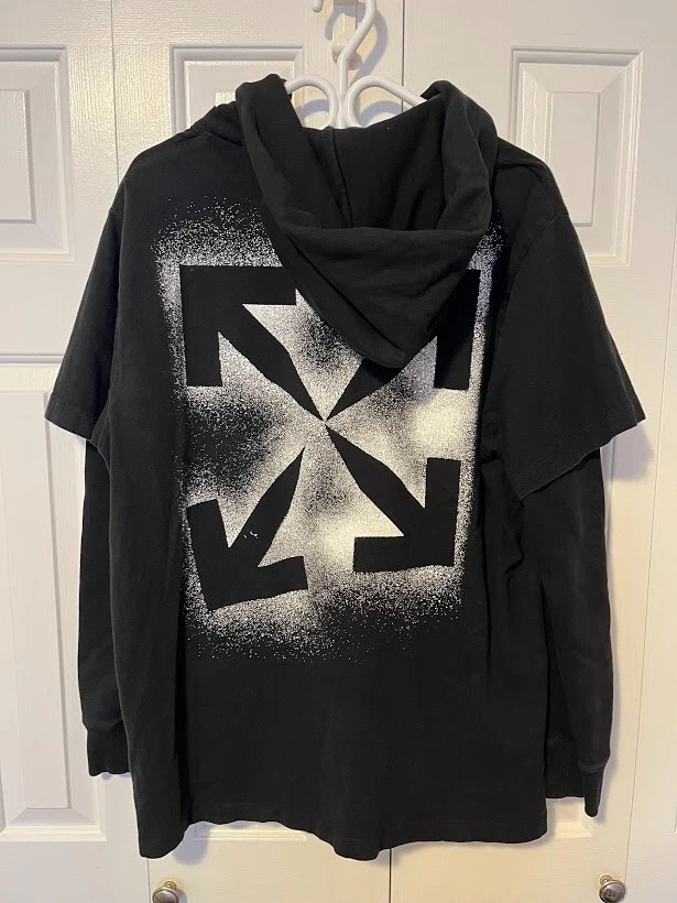 Mens Off White Double Sleeve Spray Pattern Hoodie Size Small eBay