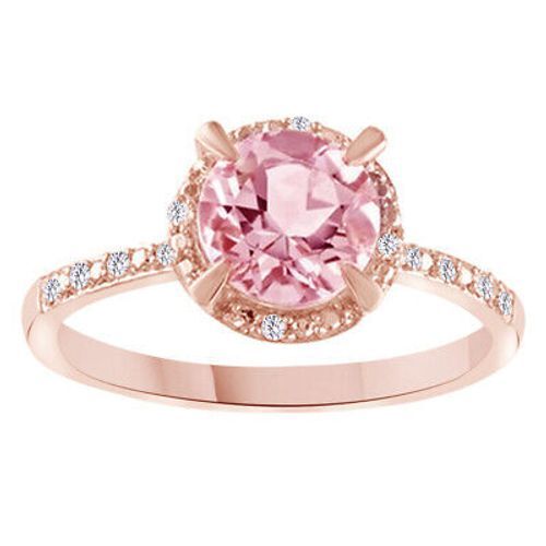 Engagement Wedding Ring Morganite & 18K Rose Gold Plated