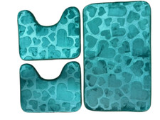 Tappeto Bagno Set 3 pezzi Antiscivolo Memory Cuori Morbido Confortevole Qualità