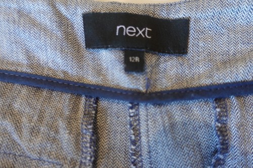 NEXT size 12R blue fine dogtooth check trousers zip clip fastener button decora - Picture 9 of 17