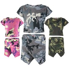Girls Tropical Aztec Floral Tribal Crop Top & Skort Skirt Short 2 Piece Set 7-13