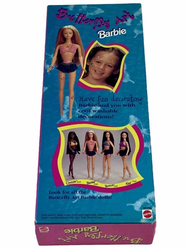 Vintage RARE Barbie Doll Mattel Butterfly Art Tattoo BARBIE 1998 New NRFB - Picture 15 of 21
