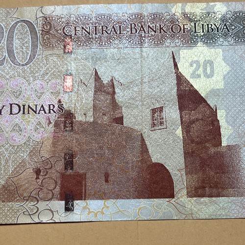 Libya Twenty Dinars Current AU Circulated paper money - P# New- New Issue - Picture 3 of 4