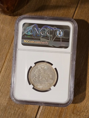 1936 Jonas Basanavičius - NGC MS62 - Lithuania 5 Litai Silver Coin - Picture 2 of 2