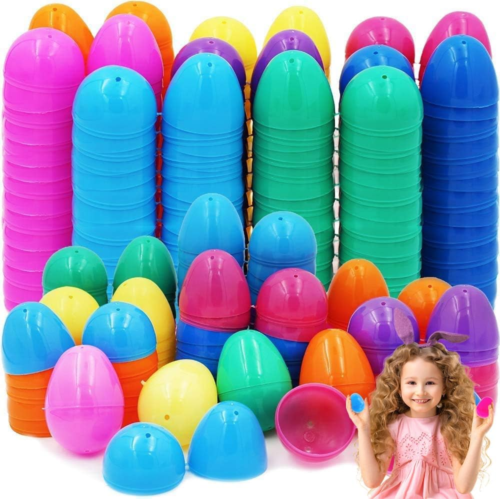 The Dreidel Company Fillable Easter Eggs with Hinge Bulk Colorful Bright Plastic - Photo 1/8