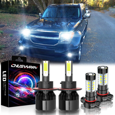 9008+H16 LED Headlight+FogLight FIT FOR Dodge Nitro 2007 2008 2009 2010 2011