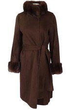 HOCKLEY BROWN SABLE FUR AND CASHMERE COAT FR 42 UK 14