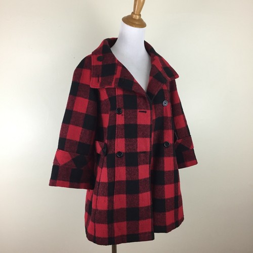PINS & NEEDLES Urban Outfitters Womens sz XS Red Black Plaid Wool Blend Jacket - Picture 6 of 12