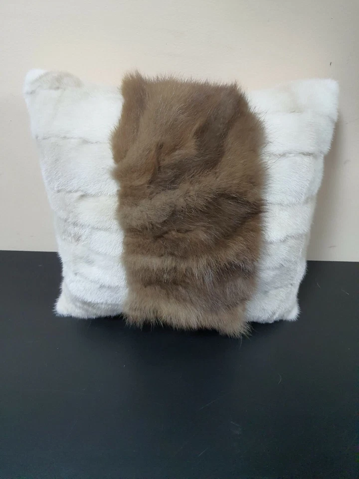 Handmade Fur pillow made from mink fur and marten fur, marten fur pillow, real f - Image 2 of 4