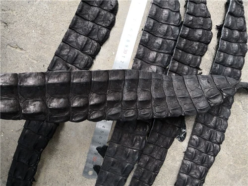 1X Real Crocodile Bone Leather Alligator Skin Hide Fish Bone Scraps DIY Keychain - Picture 6 of 10